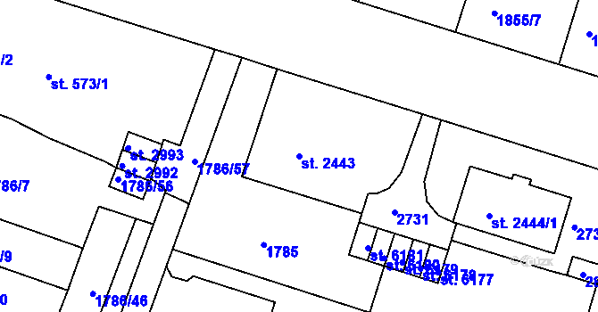 Parcela st. 2443 v KÚ Písek, Katastrální mapa