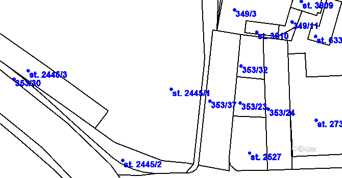 Parcela st. 2445/1 v KÚ Písek, Katastrální mapa