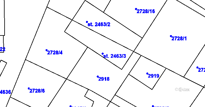 Parcela st. 2463/3 v KÚ Písek, Katastrální mapa