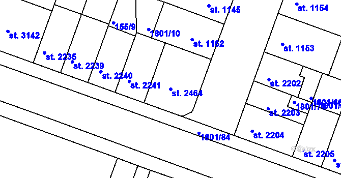 Parcela st. 2464 v KÚ Písek, Katastrální mapa
