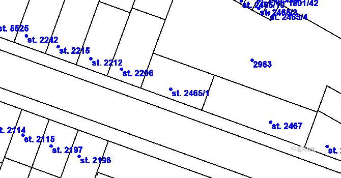 Parcela st. 2465/1 v KÚ Písek, Katastrální mapa