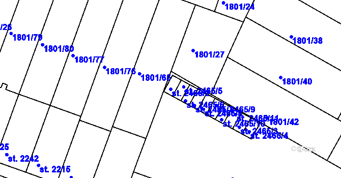 Parcela st. 2465/2 v KÚ Písek, Katastrální mapa