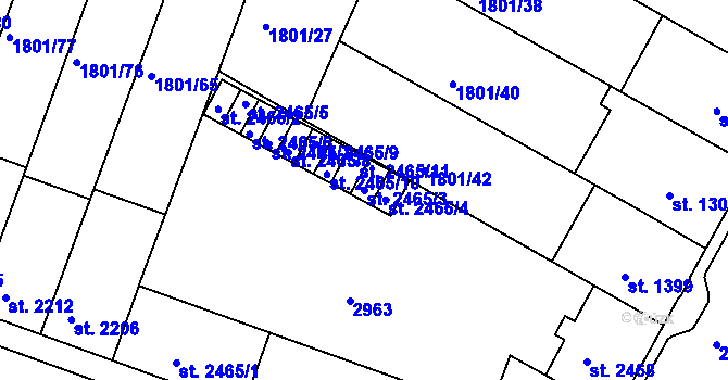 Parcela st. 2465/3 v KÚ Písek, Katastrální mapa
