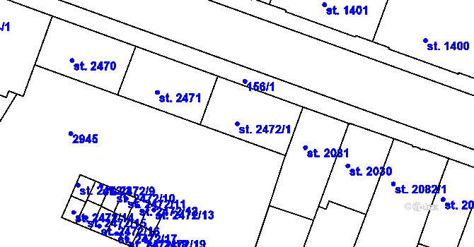 Parcela st. 2472/1 v KÚ Písek, Katastrální mapa