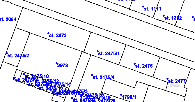 Parcela st. 2475/1 v KÚ Písek, Katastrální mapa
