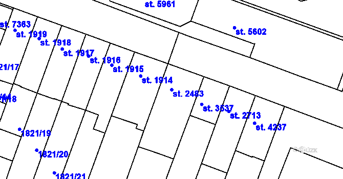 Parcela st. 2483 v KÚ Písek, Katastrální mapa