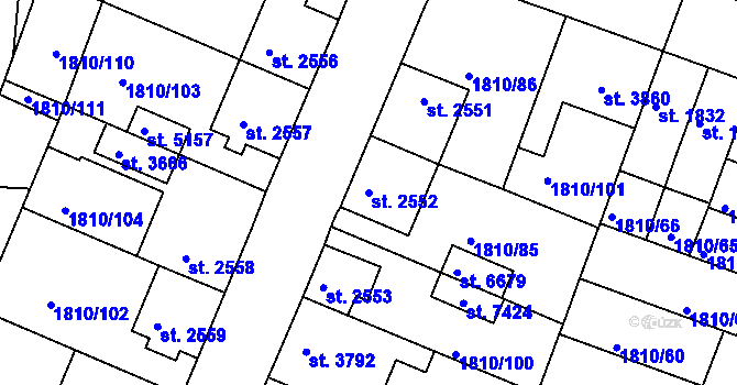 Parcela st. 2552 v KÚ Písek, Katastrální mapa