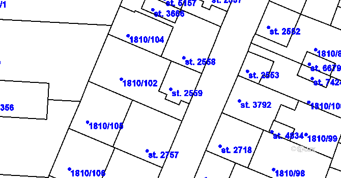 Parcela st. 2559 v KÚ Písek, Katastrální mapa