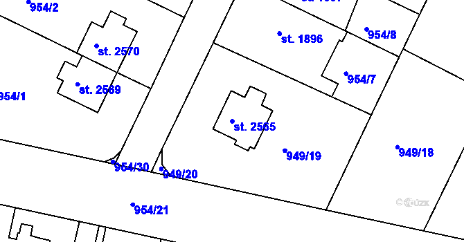 Parcela st. 2565 v KÚ Písek, Katastrální mapa