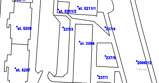 Parcela st. 2594 v KÚ Písek, Katastrální mapa