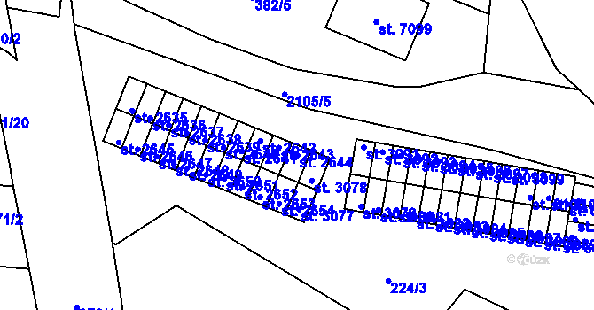 Parcela st. 2644 v KÚ Písek, Katastrální mapa