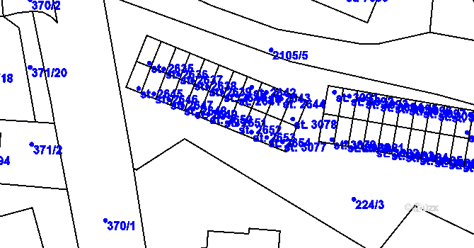Parcela st. 2652 v KÚ Písek, Katastrální mapa