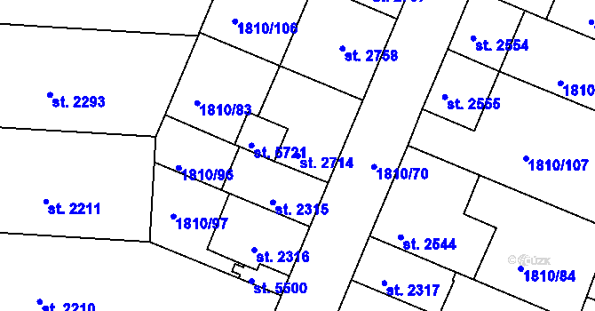 Parcela st. 2714 v KÚ Písek, Katastrální mapa