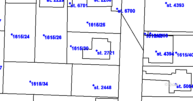 Parcela st. 2721 v KÚ Písek, Katastrální mapa