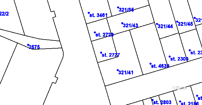 Parcela st. 2727 v KÚ Písek, Katastrální mapa