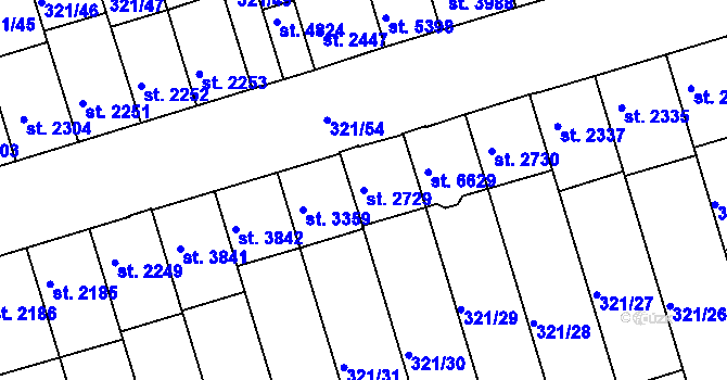Parcela st. 2729 v KÚ Písek, Katastrální mapa