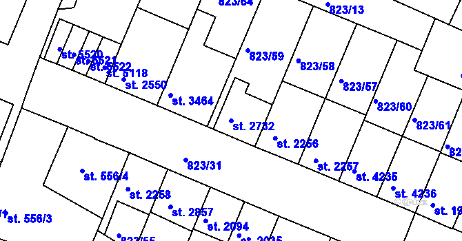 Parcela st. 2732 v KÚ Písek, Katastrální mapa