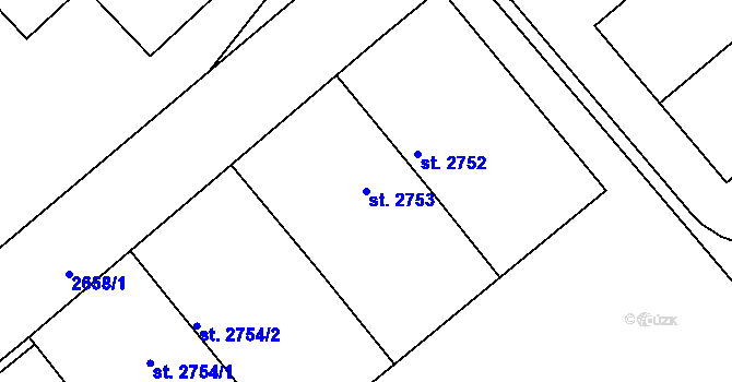 Parcela st. 2753 v KÚ Písek, Katastrální mapa