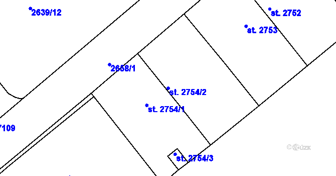 Parcela st. 2754/2 v KÚ Písek, Katastrální mapa