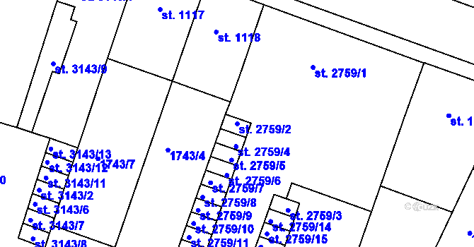 Parcela st. 2759/2 v KÚ Písek, Katastrální mapa