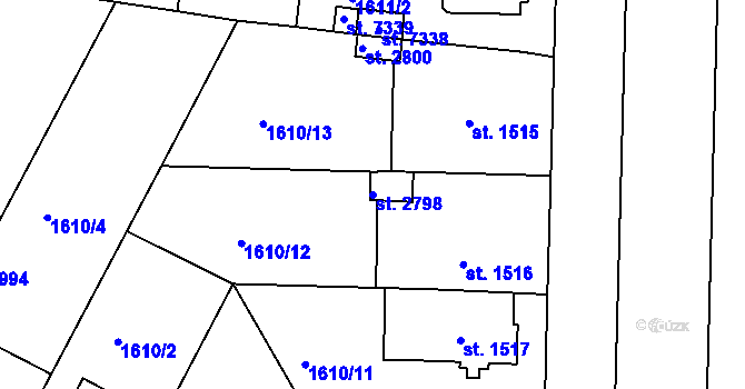 Parcela st. 2798 v KÚ Písek, Katastrální mapa