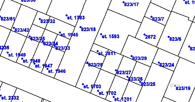 Parcela st. 2811 v KÚ Písek, Katastrální mapa