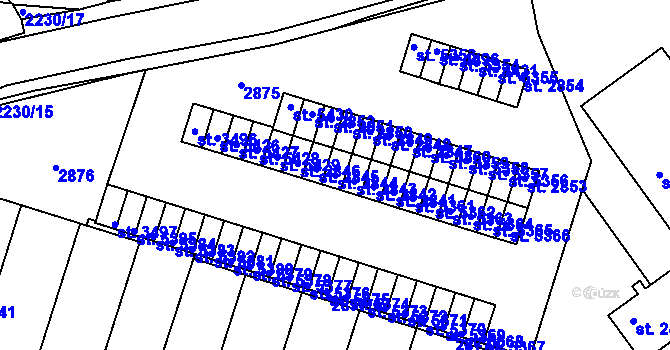 Parcela st. 2844 v KÚ Písek, Katastrální mapa