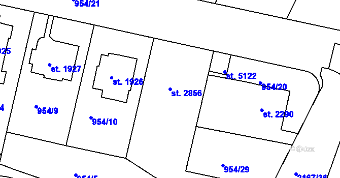 Parcela st. 2856 v KÚ Písek, Katastrální mapa