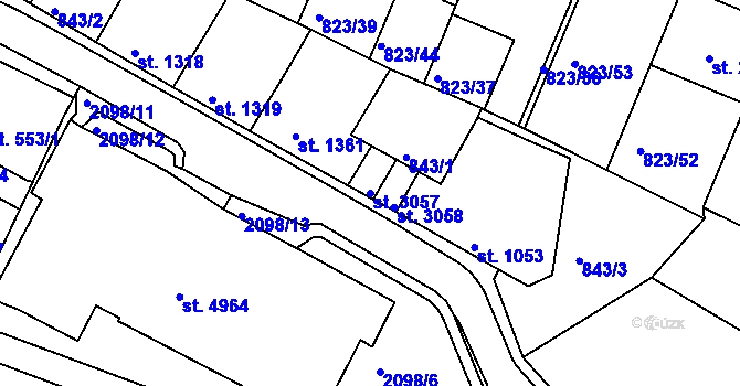 Parcela st. 3057 v KÚ Písek, Katastrální mapa