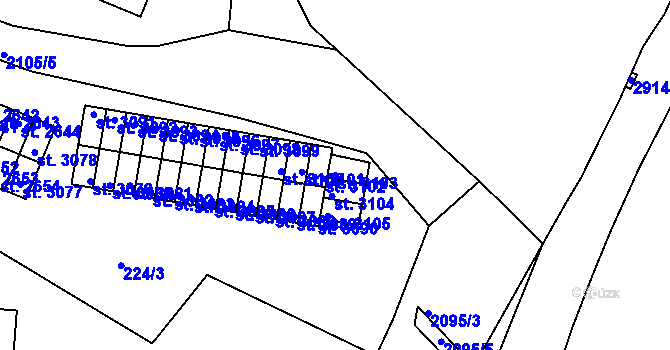 Parcela st. 3103 v KÚ Písek, Katastrální mapa