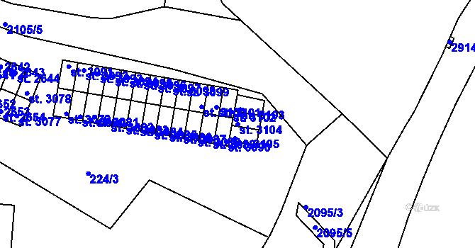 Parcela st. 3104 v KÚ Písek, Katastrální mapa