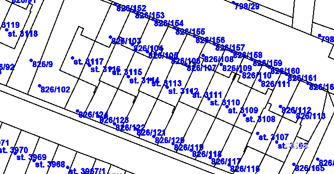 Parcela st. 3112 v KÚ Písek, Katastrální mapa