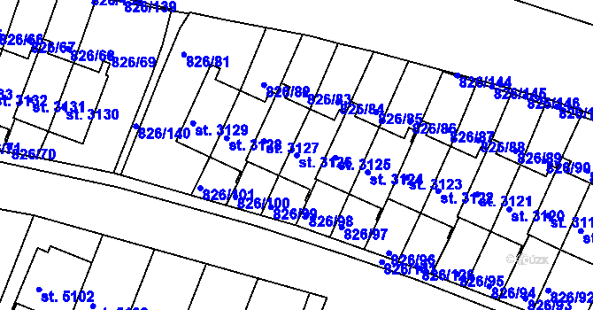 Parcela st. 3126 v KÚ Písek, Katastrální mapa