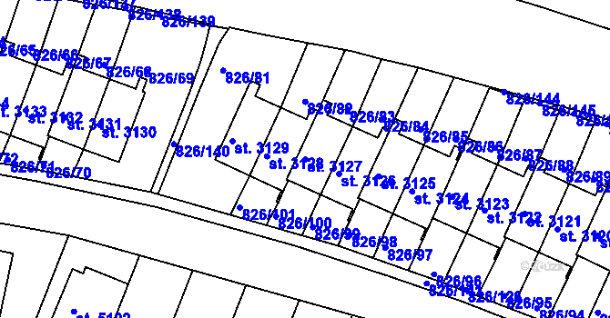 Parcela st. 3127 v KÚ Písek, Katastrální mapa