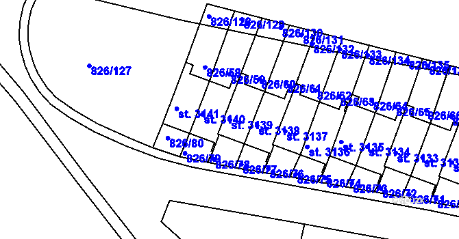 Parcela st. 3139 v KÚ Písek, Katastrální mapa