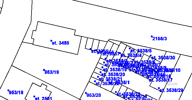 Parcela st. 3356 v KÚ Písek, Katastrální mapa