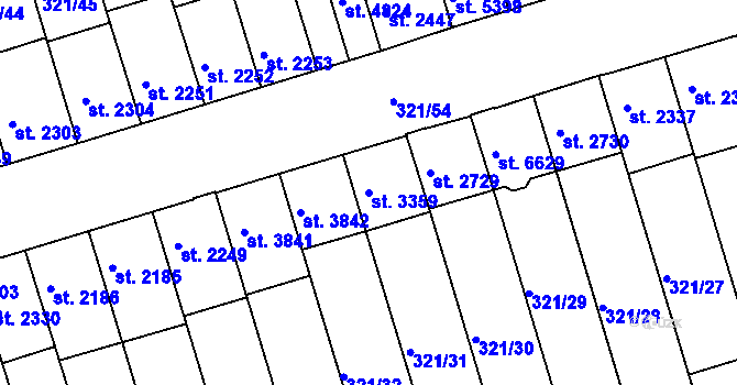 Parcela st. 3359 v KÚ Písek, Katastrální mapa