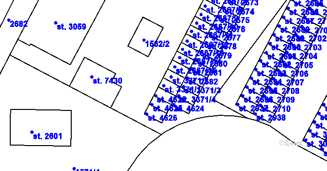 Parcela st. 3371/1 v KÚ Písek, Katastrální mapa