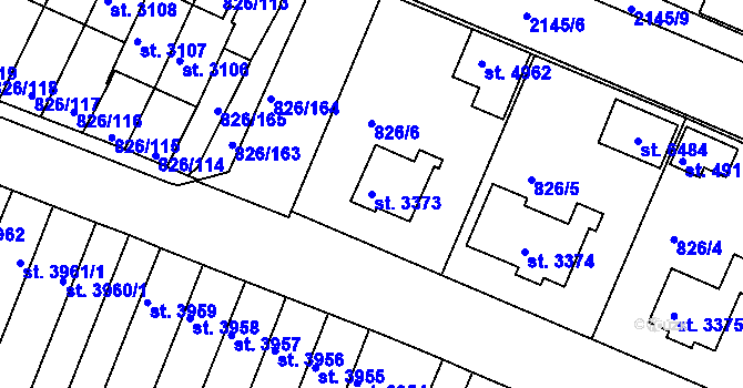 Parcela st. 3373 v KÚ Písek, Katastrální mapa
