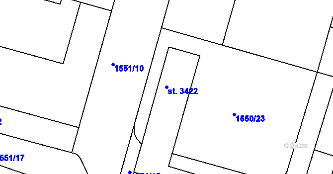 Parcela st. 3422 v KÚ Písek, Katastrální mapa