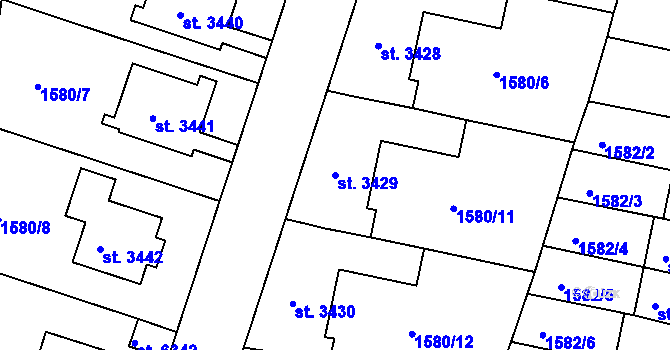 Parcela st. 3429 v KÚ Písek, Katastrální mapa