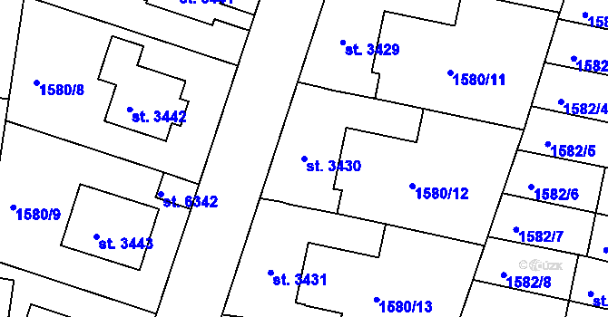 Parcela st. 3430 v KÚ Písek, Katastrální mapa