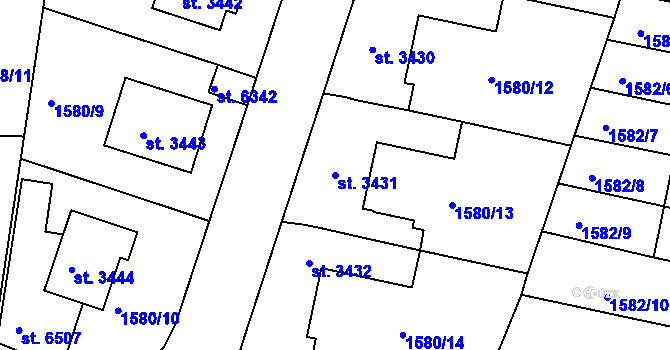 Parcela st. 3431 v KÚ Písek, Katastrální mapa