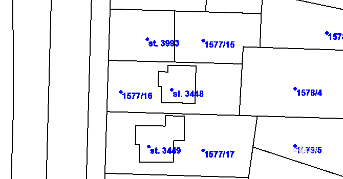 Parcela st. 3448 v KÚ Písek, Katastrální mapa