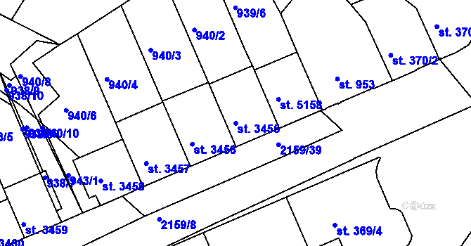 Parcela st. 3455 v KÚ Písek, Katastrální mapa