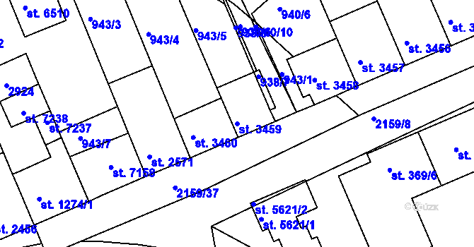 Parcela st. 3459 v KÚ Písek, Katastrální mapa