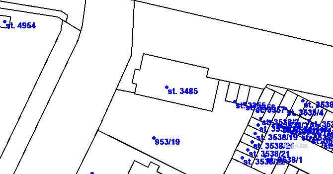 Parcela st. 3485 v KÚ Písek, Katastrální mapa