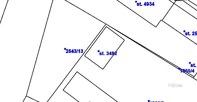 Parcela st. 3492 v KÚ Písek, Katastrální mapa
