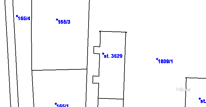 Parcela st. 3529 v KÚ Písek, Katastrální mapa