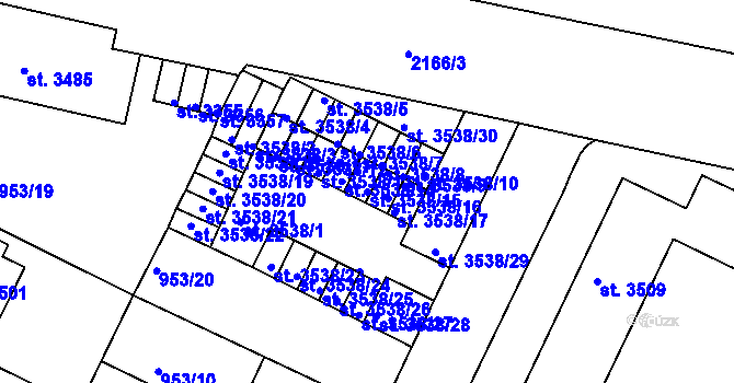 Parcela st. 3538/15 v KÚ Písek, Katastrální mapa